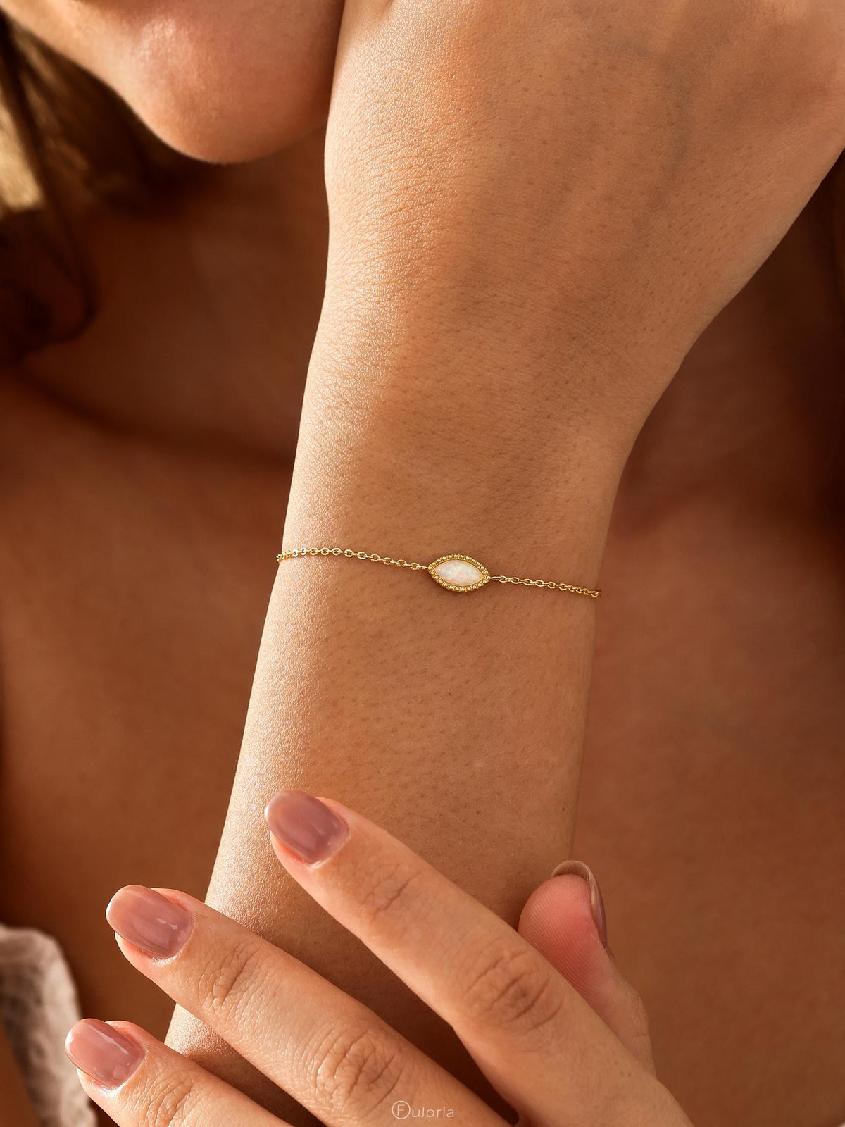 Marquise Opal Bracelet 18K Gold Plated Adjustable