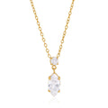 Olive Pointed Zircon Pendant Necklace Gold Plated Stainless Steel