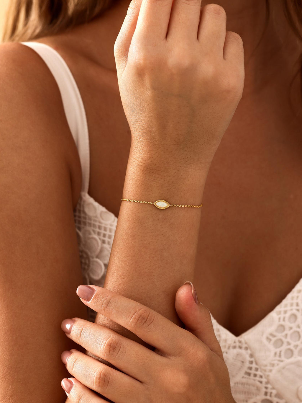Marquise Opal Bracelet 18K Gold Plated Adjustable