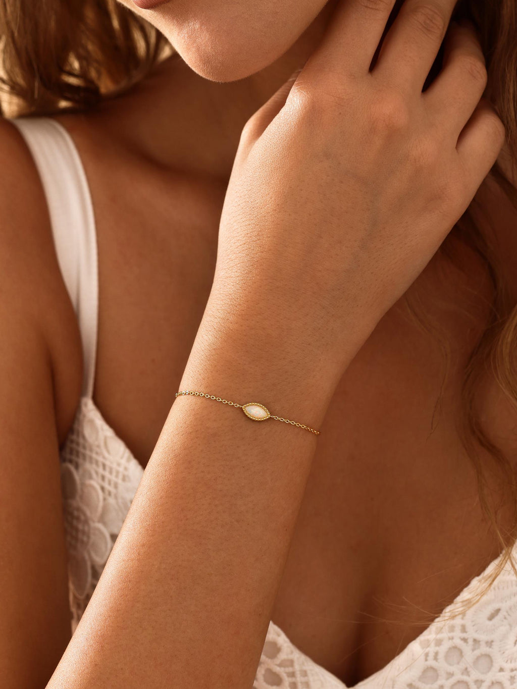 Marquise Opal Bracelet 18K Gold Plated Adjustable