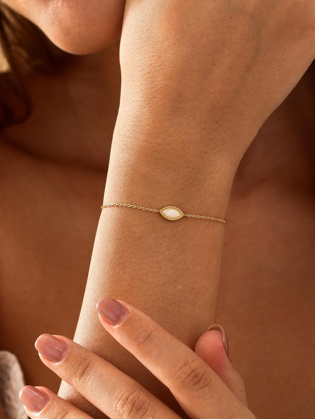 Marquise Opal Bracelet 18K Gold Plated Adjustable