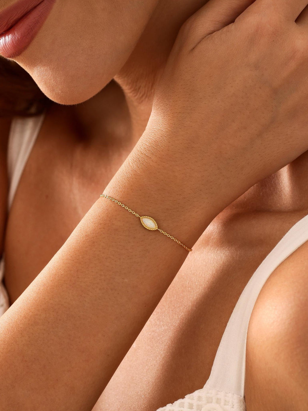 Marquise Opal Bracelet 18K Gold Plated Adjustable