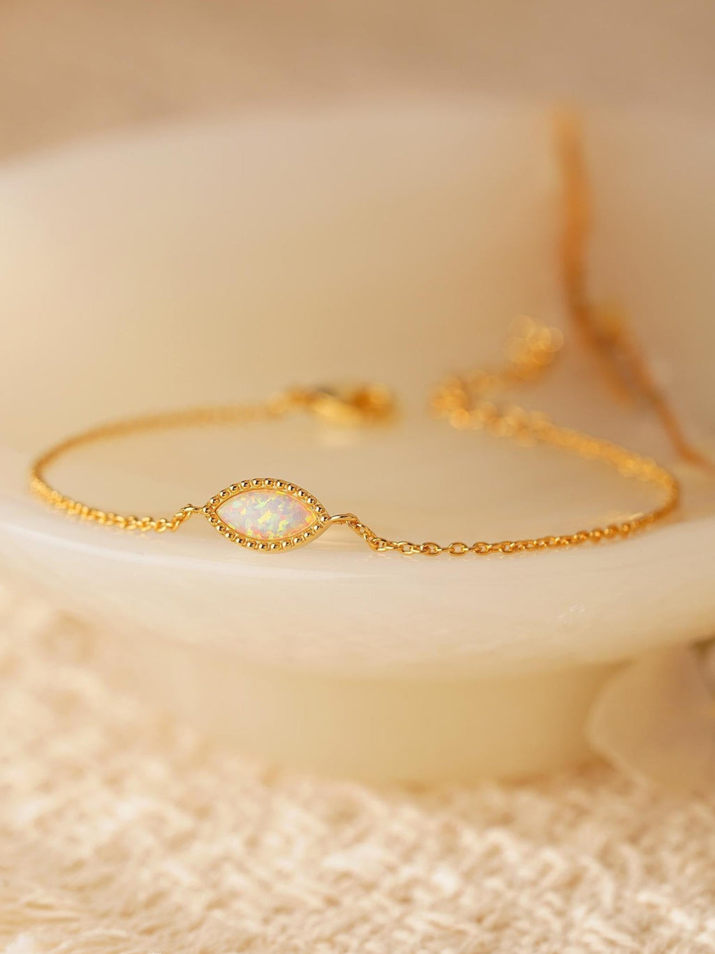 Marquise Opal Bracelet 18K Gold Plated Adjustable