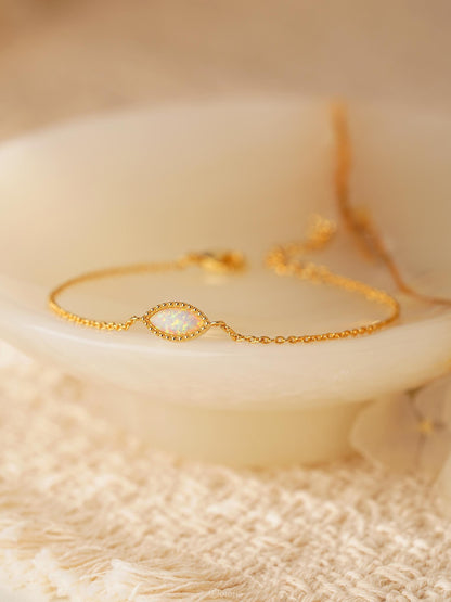 Marquise Opal Bracelet 18K Gold Plated Adjustable